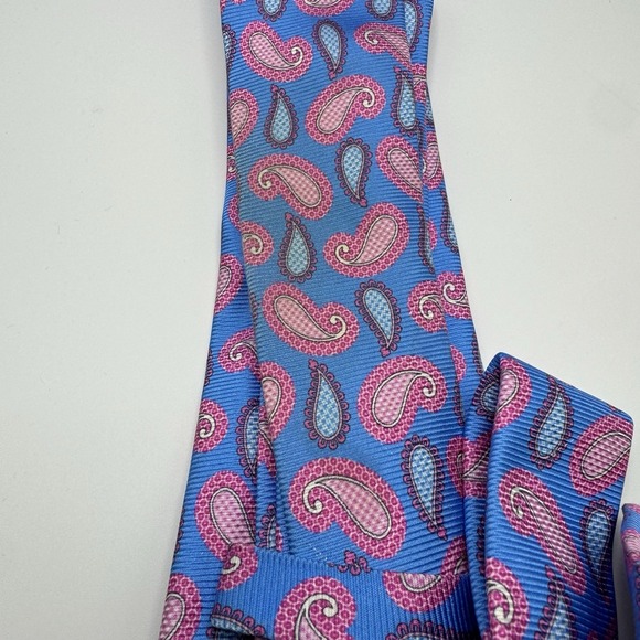 Kiton Napoli Pink Blue Paisley Print Tie Men's FAIR Classy Professional Boujee - Picture 4 of 7